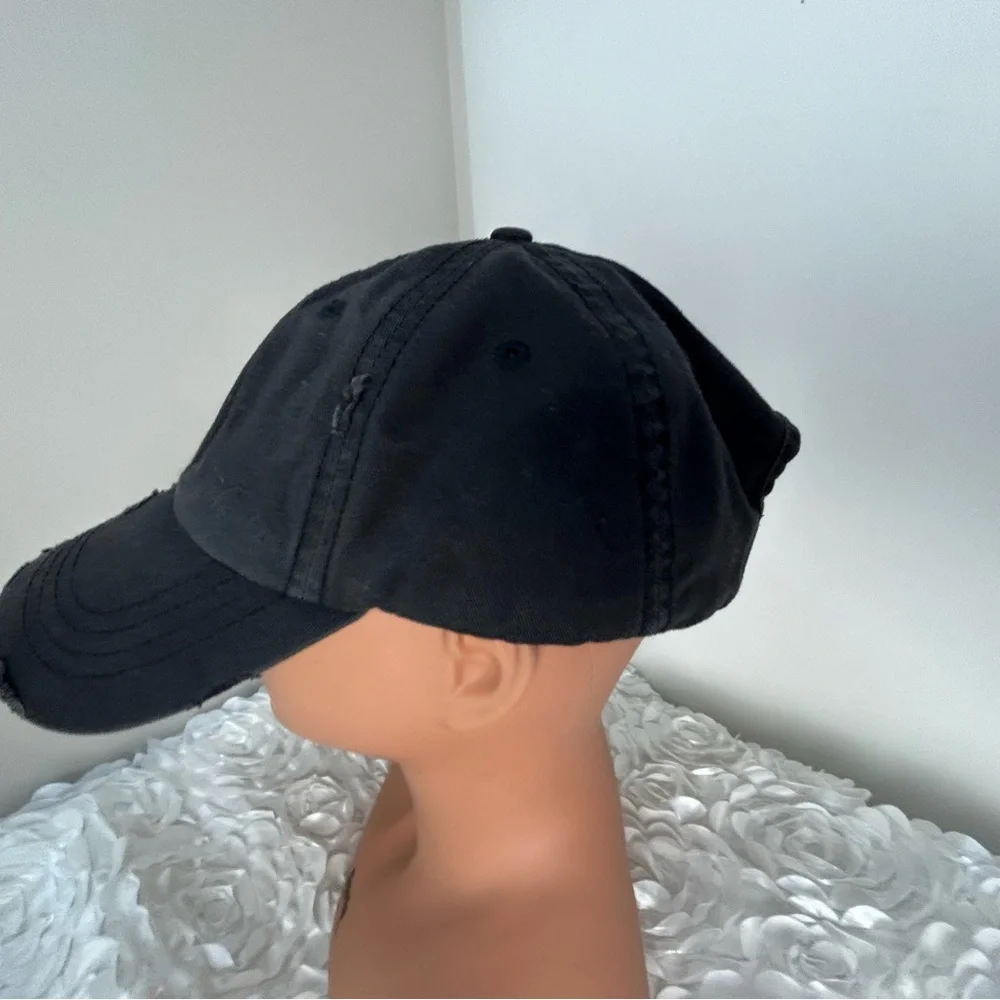 Kbethos Black Distressed Style‎ Ponytail Ball Cap Sporty Travel - Picture 5 of 13